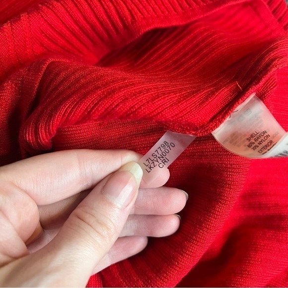 Karl Lagerfeld Red Bell Sleeve Sweater Size Medium Wool Blend Valentines Day - Picture 5 of 6